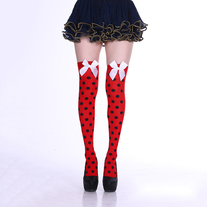 Wholesale Socks Polyester Halloween Bat Skull Bones Over Knee Stockings MOQ≥2 JDC-SK-Shuangniu001