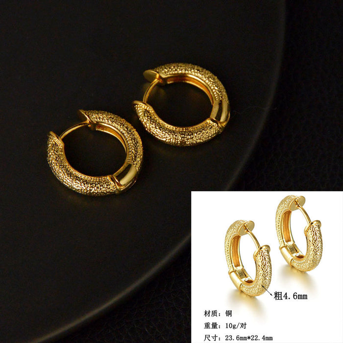 Jewelry WholesaleWholesale simple circle retro fashion copper gold-plated earrings JDC-ES-RXSFL010 Earrings 尚芙乐 %variant_option1% %variant_option2% %variant_option3%  Factory Price JoyasDeChina Joyas De China