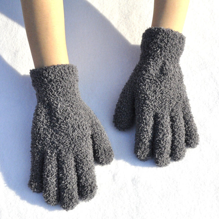 Wholesale Gloves Polyester Solid Color Half Fleece Warm JDC-GS-QinS003