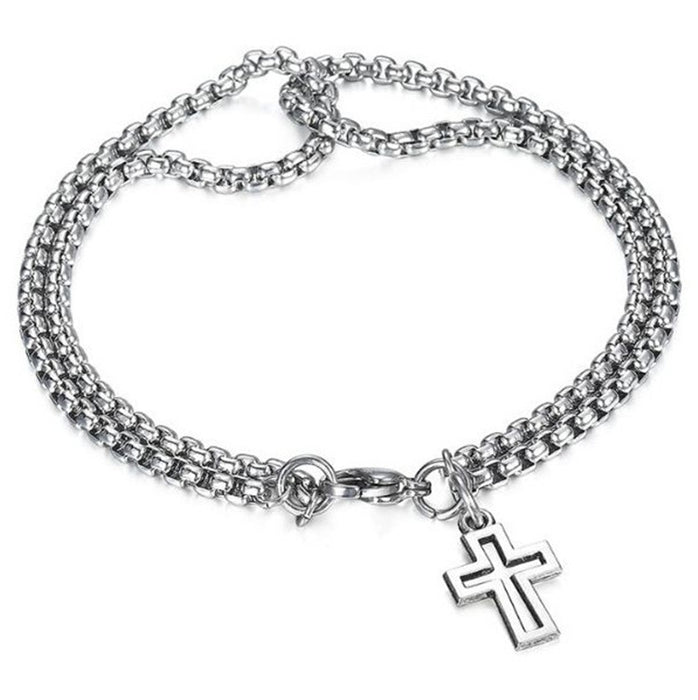 Wholesale Cross Hollow Titanium Steel Bracelet JDC-BT-LongR003