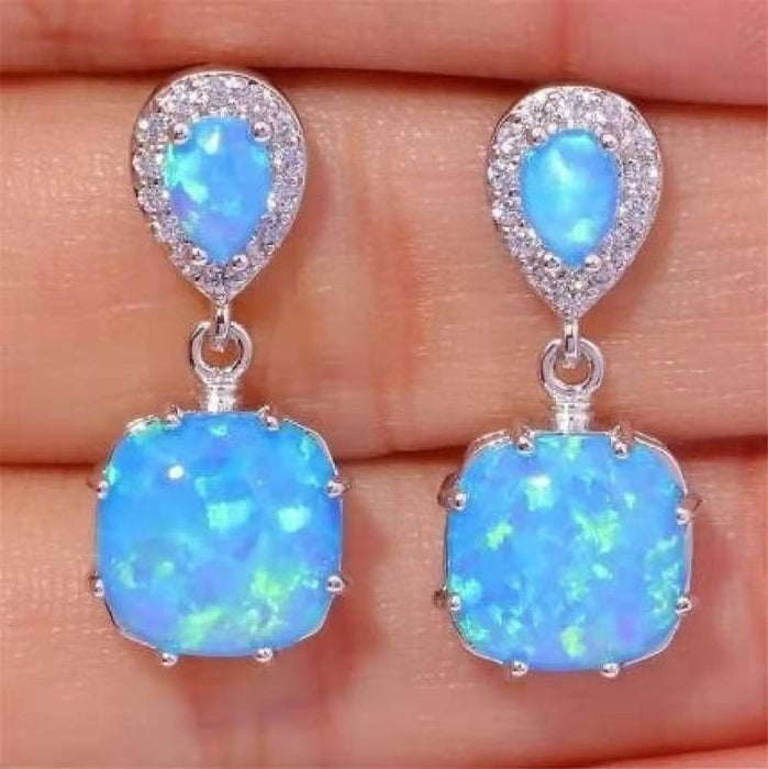 Wholesale Opal Silver Plated Opal Earrings Gift MOQ≥2 JDC-ES-ZiB028