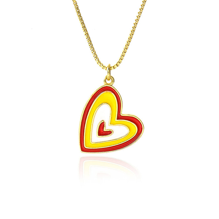 Wholesale Colorful Accessories Brass Gold Plated Micro Set Zircon Heart Necklace JDC-NE-JingY004