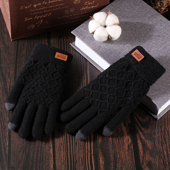 Wholesale Gloves Acrylic Thickened Jacquard Knit Warm Touch Screen JDC-GS-HaiL009