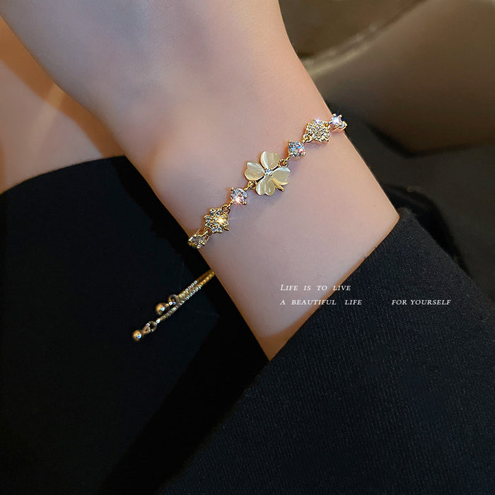 Jewelry WholesaleWholesale diamond inlaid opal petal flower alloy bracelet JDC-BT-BaoY005 Bracelet 宝钰 %variant_option1% %variant_option2% %variant_option3%  Factory Price JoyasDeChina Joyas De China