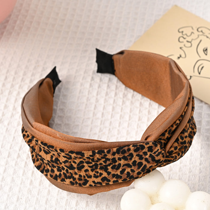 Wholesale Brown Fabric Leopard Print Headband JDC-HD-wuxuan005