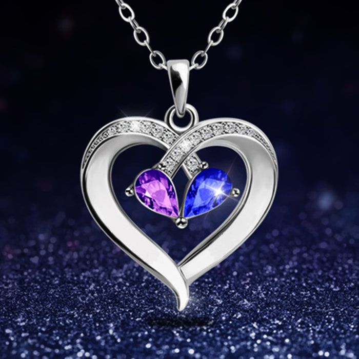 Wholesale Love Crystal Diamond Alloy Sapphire Necklace MOQ≥2 JDC-NE-JYS012