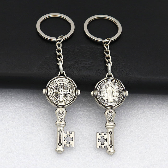 Jewelry WholesaleWholesale Catholic St. Benedict Key Zinc Alloy Keychain JDC-KC-SNuo001 Keychains 双诺 %variant_option1% %variant_option2% %variant_option3%  Factory Price JoyasDeChina Joyas De China