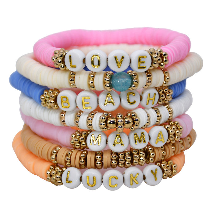 Wholesale Boho Soft Pottery Letter Bracelet Combination Set JDC-BT-YF008