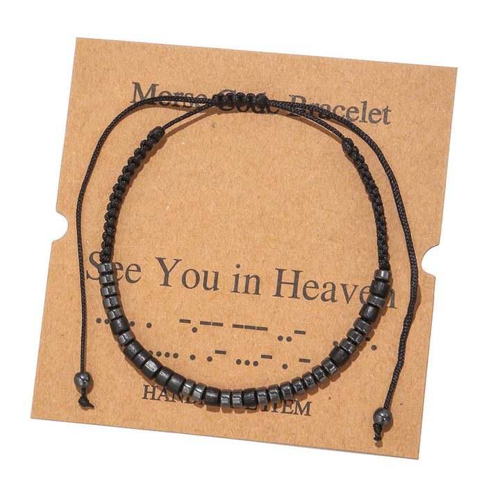 Jewelry WholesaleWholesale Morse Code Black Iron Stone Beaded Braided Bracelet JDC-BT-ZhuJ002 Bracelet 诛积 %variant_option1% %variant_option2% %variant_option3%  Factory Price JoyasDeChina Joyas De China