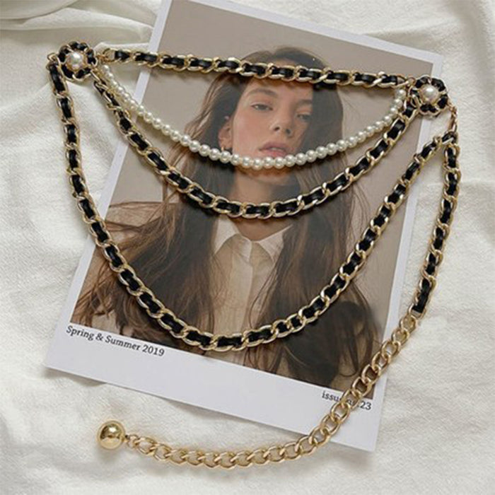 Jewelry WholesaleWholesale Fragrance Metal French Braided Pearl Waist Chain JDC-WB-FangH003  芳蕙 %variant_option1% %variant_option2% %variant_option3%  Factory Price JoyasDeChina Joyas De China