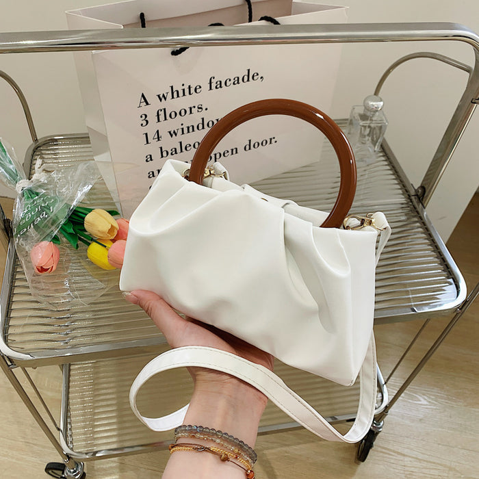 Wholesale pleated handbag women's solid color small square bag JDC-HB-Henxinyu002