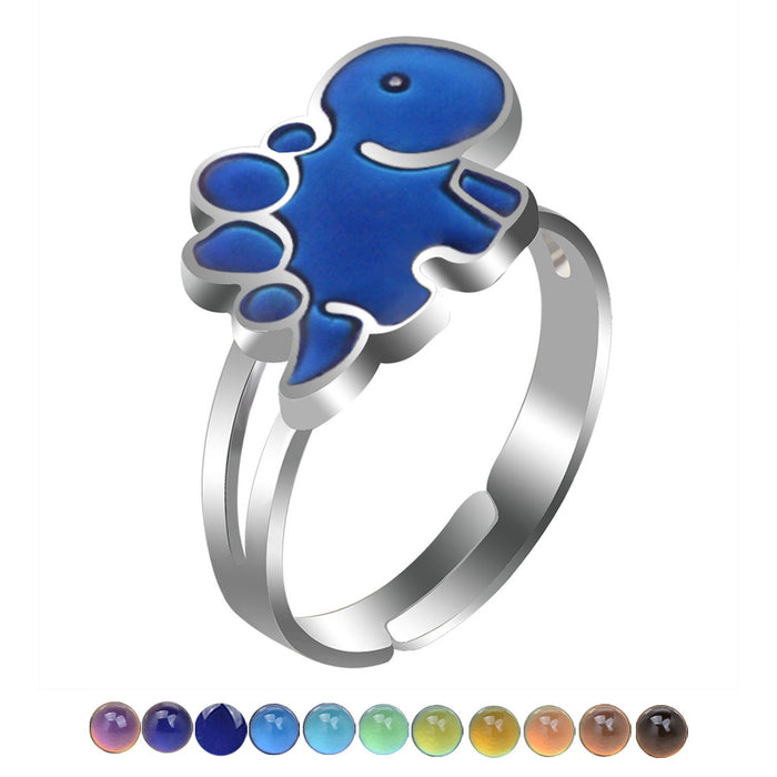 Wholesale Zinc Alloy Enamel Cartoon Turtle Animal Thermochromic Ring JDC-RS-LanA002