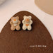 Jewelry WholesaleWholesale 925 Silver Needle Milk Coffee Color Cartoon Bear and Rabbit Earrings JDC-ES-HanXi001 Earrings 涵熙 %variant_option1% %variant_option2% %variant_option3%  Factory Price JoyasDeChina Joyas De China