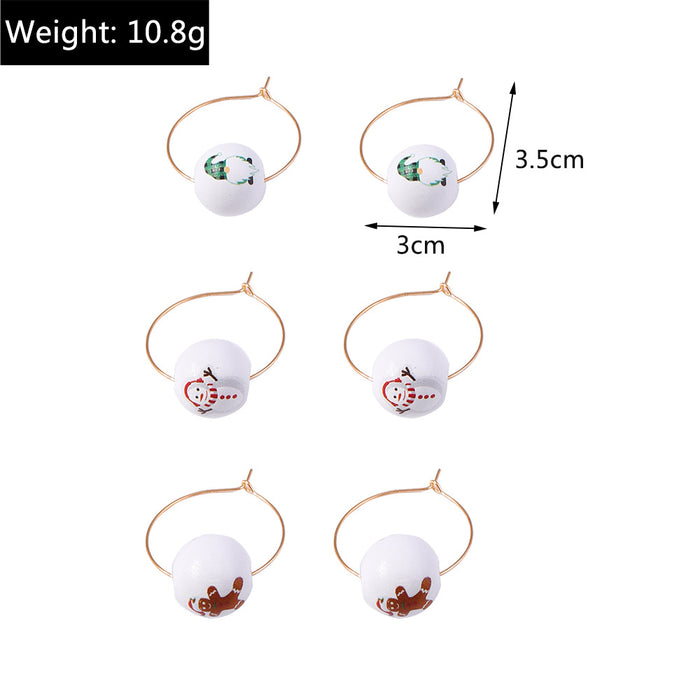 Wholesale Earrings Wooden Santa Christmas Tree Elk Balls JDC-ES-yseng003