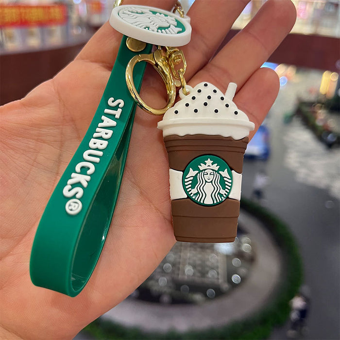 Wholesale Keychains PVC Hardware Milk Tea Coffee Cup Cute JDC-KC-MiaoY027