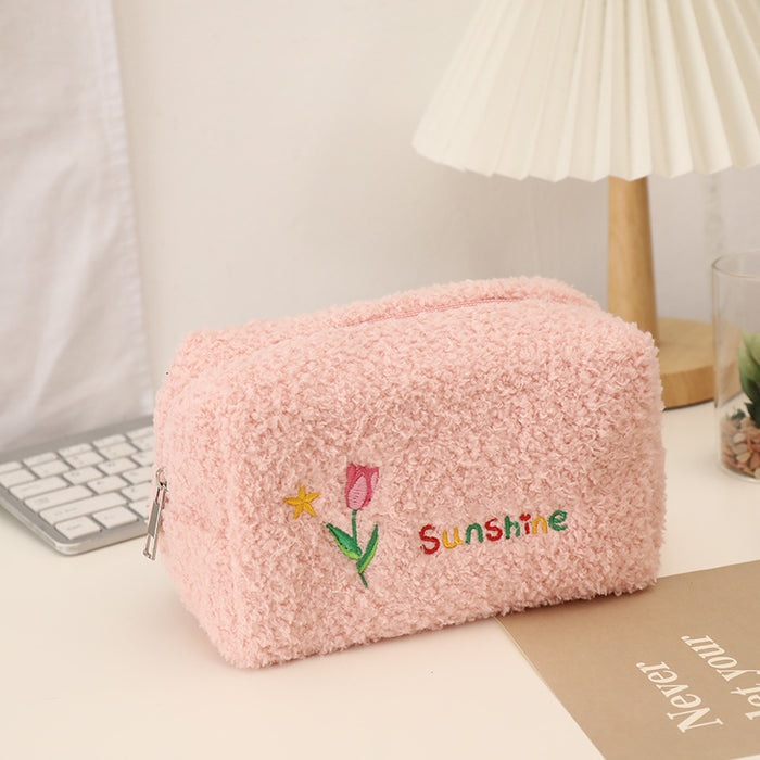 Wholesale Pencil Bags Plush Tulip Cute Large Capacity MOQ≥2 JDC-PB-YUNKE005