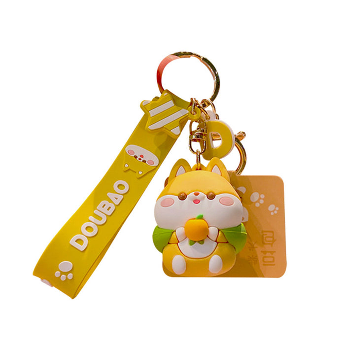 Wholesale keychain cartoon Shiba Inu pvc soft doll cute bag pendant MOQ≥2 JDC-KC-YDao002