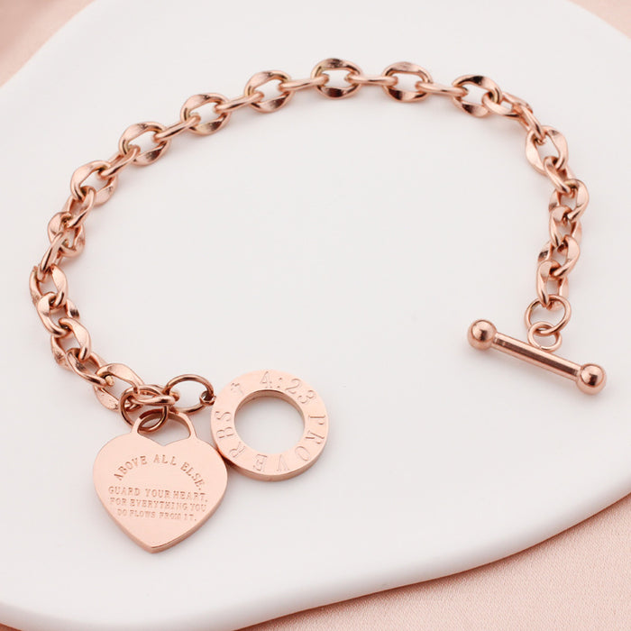 Wholesale Bracelet Stainless Steel Heart Letter Chain MOQ≥2 JDC-BT-BLu002