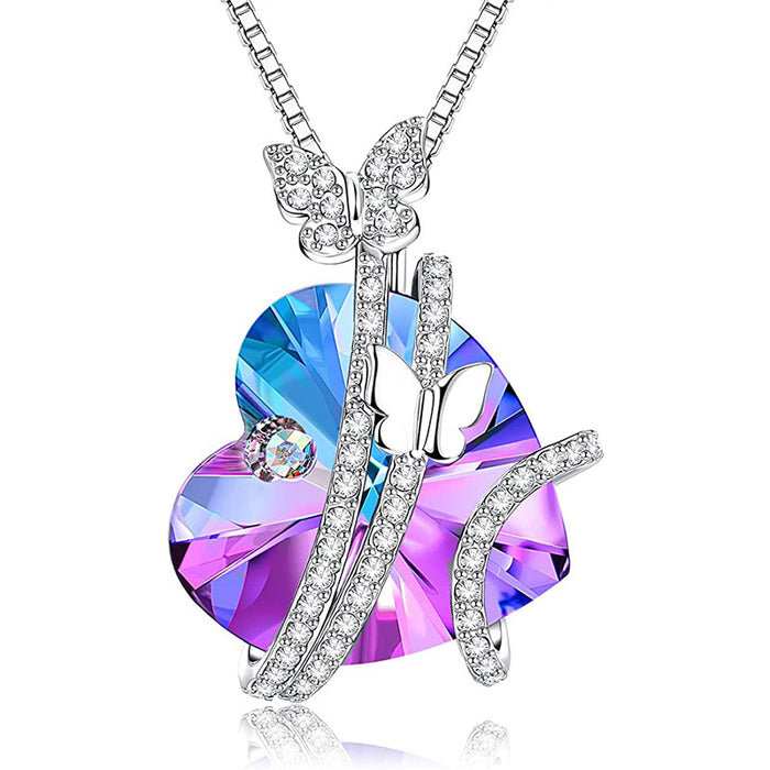 Wholesale Crystal Butterfly Colored Diamond Necklace JDC-NE-MengX001