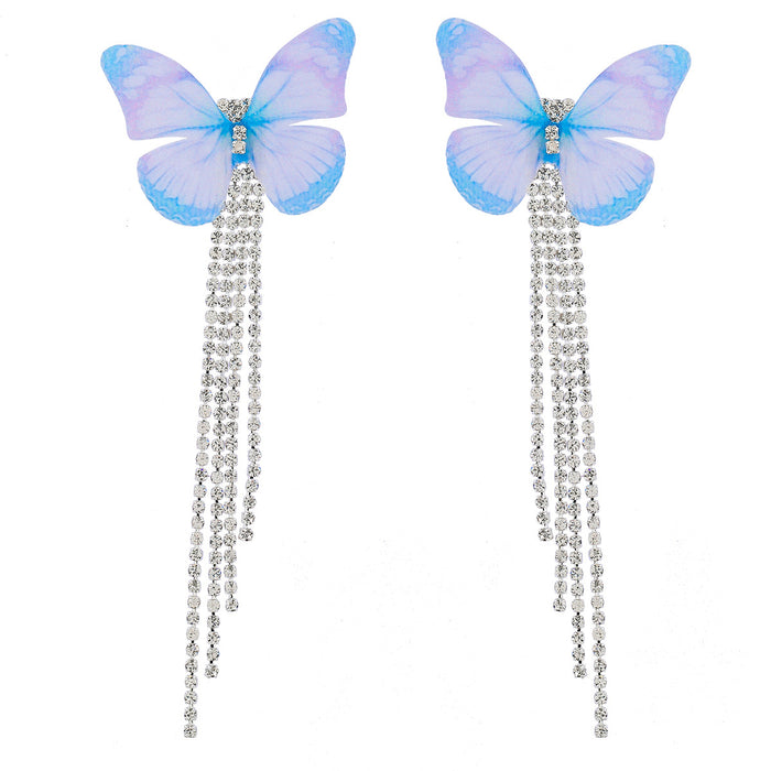 Jewelry WholesaleWholesale Claw Chain Tassel Butterfly Rhinestone Alloy Earrings JDC-ES-JL957 Earrings 氿乐 %variant_option1% %variant_option2% %variant_option3%  Factory Price JoyasDeChina Joyas De China