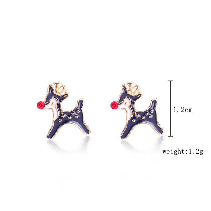 Wholesale Earrings Alloy Christmas Stud Earrings Set Diamond Snowflake Bells JDC-ES-ManY022