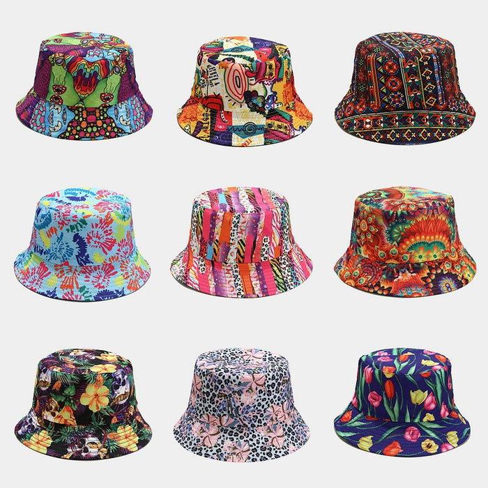 Wholesale ethnic style pattern double-sided sun hat MOQ≥2 JDC-FH-LvYi019