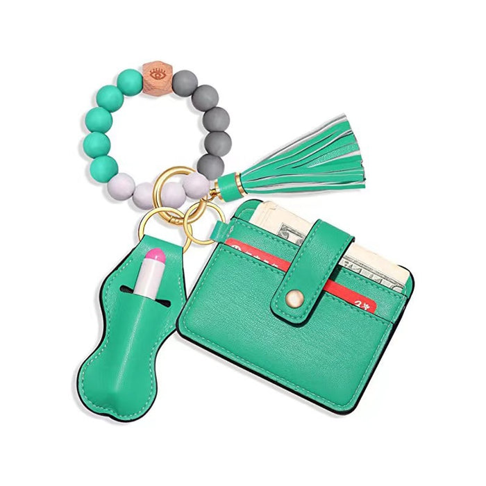 Wholesale Card Holder Tassel Bracelet Silicone Keychain JDC-KC-BaS001