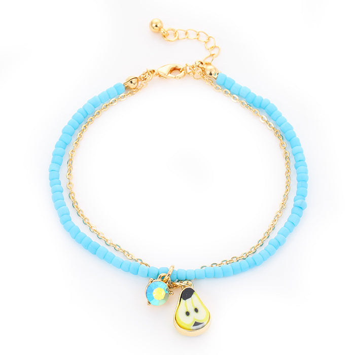 Wholesale Fruit Soft Ceramic Rice Beads Glass Drill Bracelet JDC-BT-KenJ001