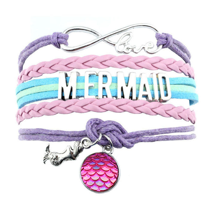 Wholesale Bracelet Alloy Mermaid Fish Scale Hand Woven Bracelet MOQ≥2 JDC-BT-FengR004