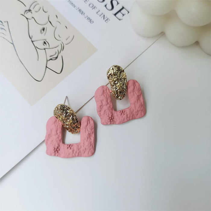 Jewelry WholesaleWholesale S925 silver needle rose red blue-green pink avocado alloy spray paint square earrings JDC-ES-FX003 Earrings 繁瑆 %variant_option1% %variant_option2% %variant_option3%  Factory Price JoyasDeChina Joyas De China