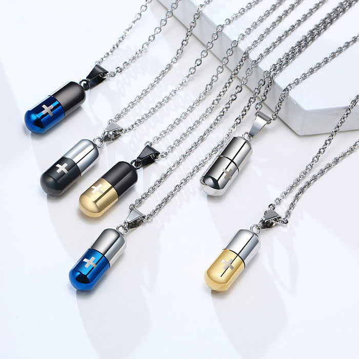 Wholesale Necklace Stainless Steel Pills Perfume Bottle MOQ≥2 JDC-NE-QuanX001