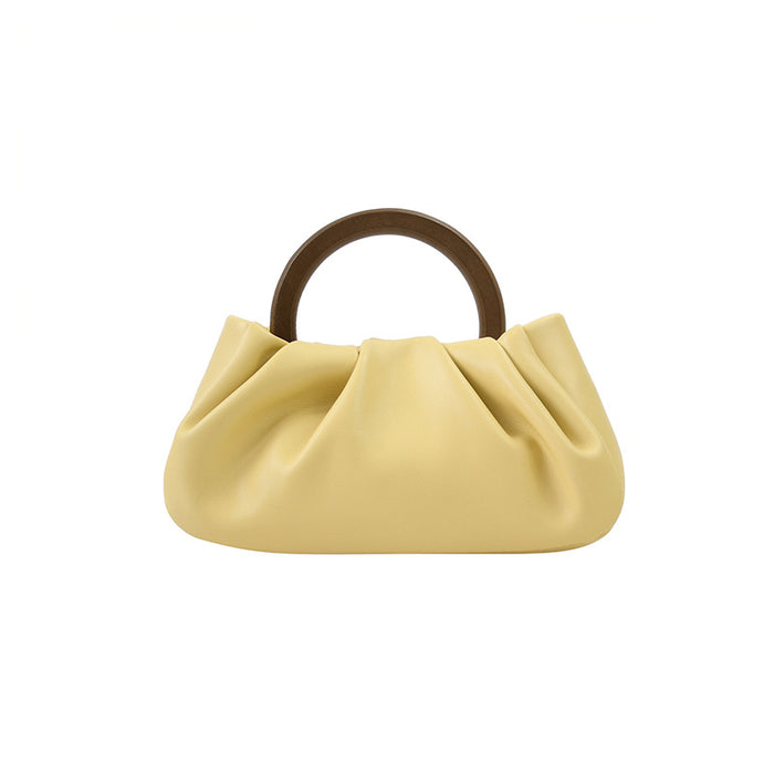 Jewelry WholesaleWholesale wood handle pleated cloud messenger Mini Handbag JDC-HB-Yanluo007 Handbags 燕罗 %variant_option1% %variant_option2% %variant_option3%  Factory Price JoyasDeChina Joyas De China