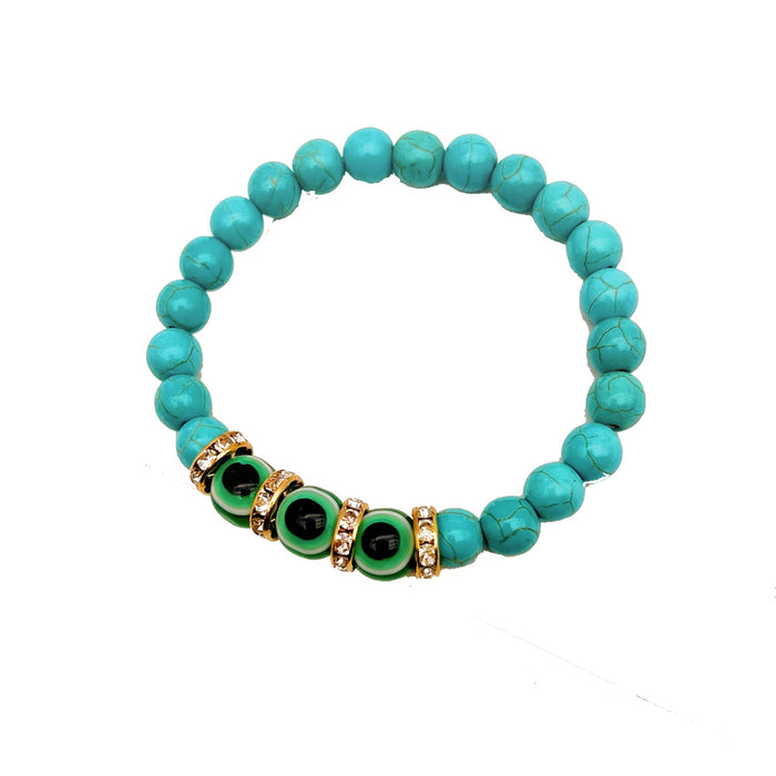 Wholesale Blue Eyes 8mm Bohemian Couple Style Green Bracelet MOQ≥2 JDC-BT- QingH005