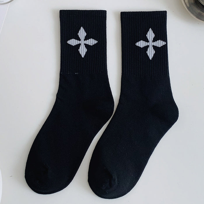 Wholesale black and white socks women's socks for spring and summer outer wear (F) JDC-SK-CYu005