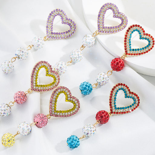 Jewelry WholesaleWholesale Heart Shaped Color Ball Alloy Diamond Long Earrings JDC-ES-hemin036 Earrings 和鸣 %variant_option1% %variant_option2% %variant_option3%  Factory Price JoyasDeChina Joyas De China