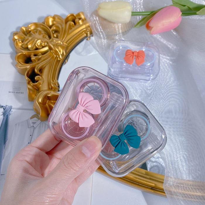 Wholesale Bow Knot Transparent Contact Lens Case Plastic Portable (M) MOQ≥2 JDC-GA-Qingdu004