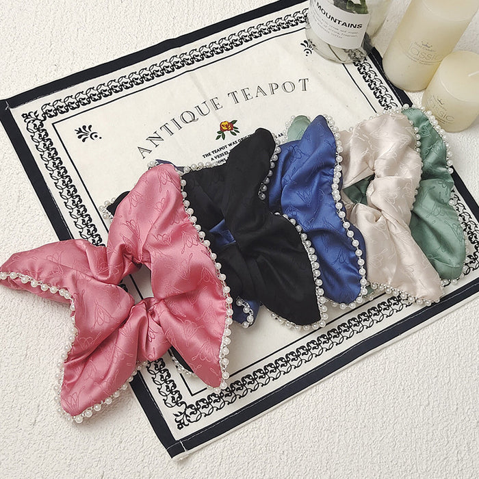 Wholesale Hair Scrunchies Cloth Imitation Pearl Classic Four Pointed Star MOQ≥3 JDC-HS-HMXS005