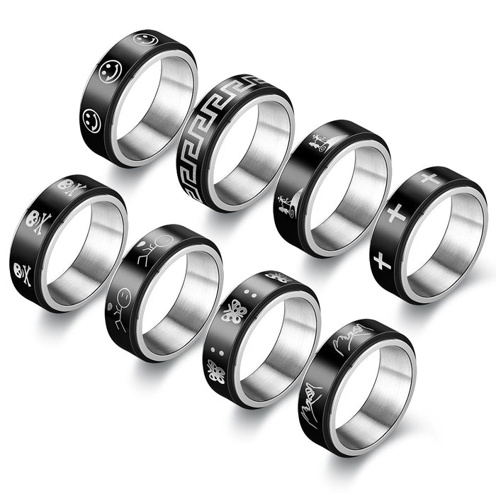 Jewelry WholesaleWholesale vacuum titanium steel rotating ring JDC-RS-Dingc012 Rings 顶潮 %variant_option1% %variant_option2% %variant_option3%  Factory Price JoyasDeChina Joyas De China