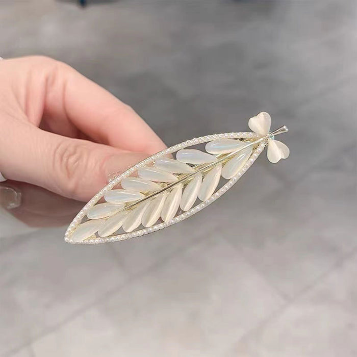 Wholesale Hair Clip Leaves Opal Pearl Metal JDC-HC-KeZi014