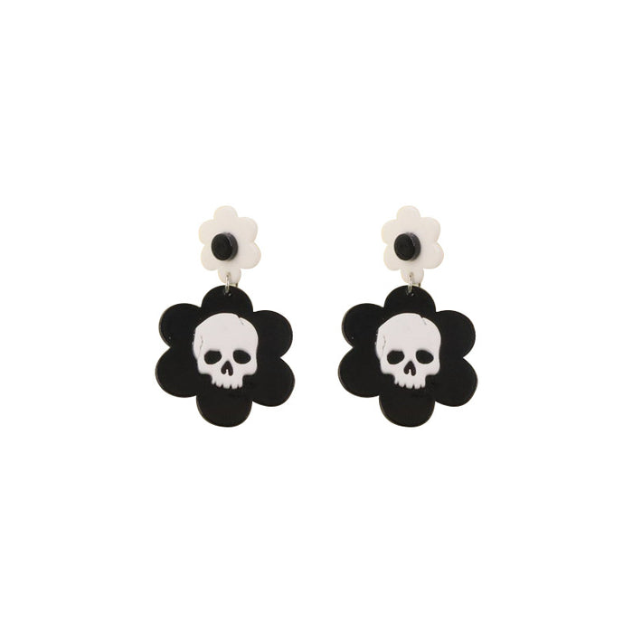 Wholesale Earrings Acrylic Halloween Skull Flowers MOQ≥2 JDC-ES-MOSHU021