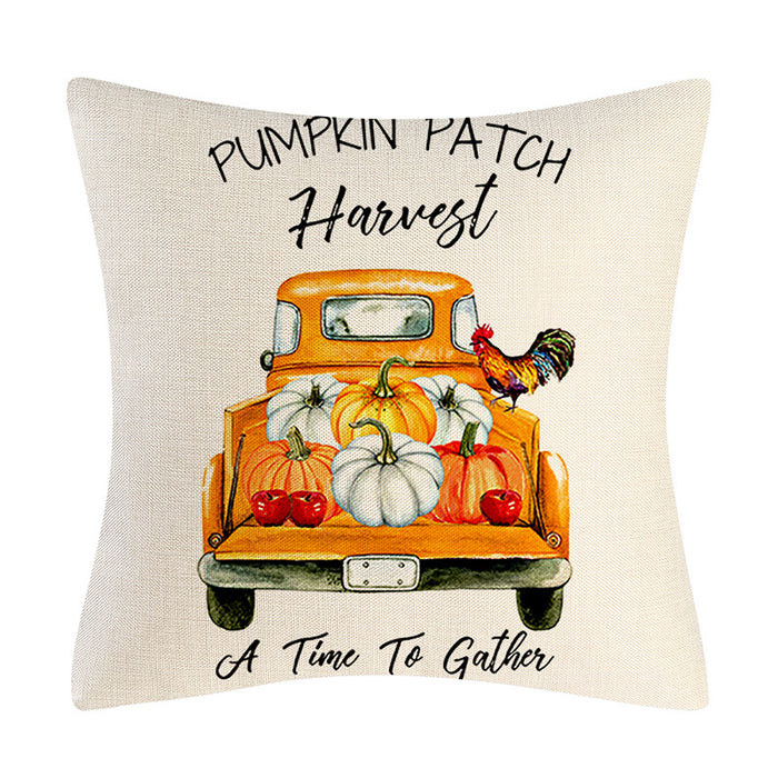 Wholesale Pillowcase Home Decor Linen Thanksgiving Pumpkin Maple Leaf Truck JDC-PW-Mengde006