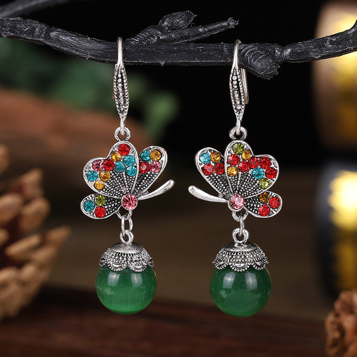 Wholesale Butterfly Cropped Opal Diamond Alloy Earrings JDC-ES-YYDX008