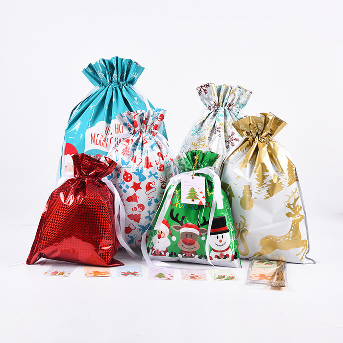 Wholesale Gift Bag Plastic Christmas Print Drawstring Drawstring Mouth Candy Bag MOQ≥2 JDC-GB-Shenao003