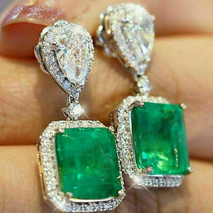 Wholesale Earrings Copper Zircon Green MOQ≥2 JDC-PREMCAOS-ES-016