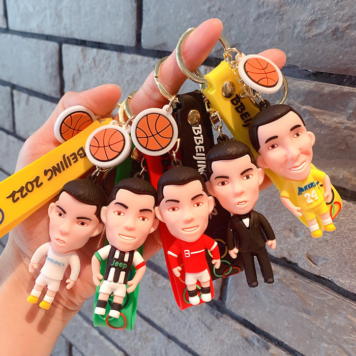 Wholesale Keychains For Backpacks World Cup Footballer Cartoon PVC Keychain JDC-KC-OShi023