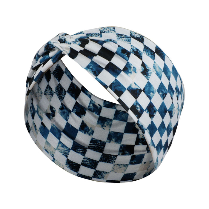 Wholesale Headband Milk Silk Checkerboard Stretch Knit Sports MOQ≥2 JDC-HD-FanM006