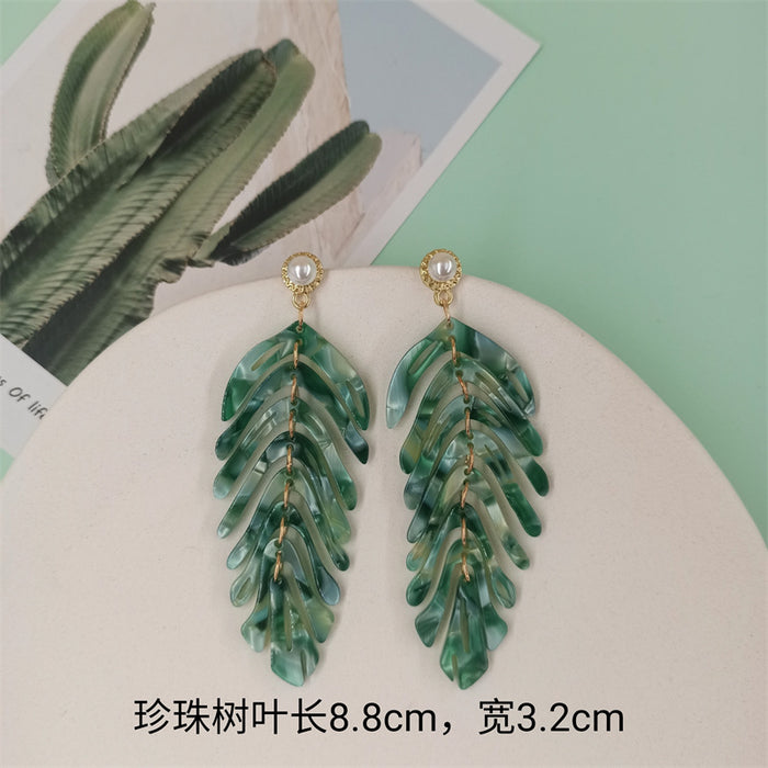 Jewelry WholesaleWholesale acrylic pearl leaf earrings JDC-ES-FX005 Earrings 繁瑆 %variant_option1% %variant_option2% %variant_option3%  Factory Price JoyasDeChina Joyas De China