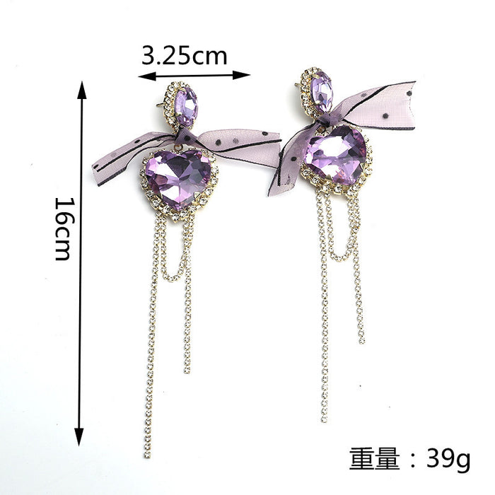 Jewelry WholesaleWholesale vintage purple peach ribbon ribbon tassel earrings JDC-ES-KaiQ026 Earrings 凯庆 %variant_option1% %variant_option2% %variant_option3%  Factory Price JoyasDeChina Joyas De China