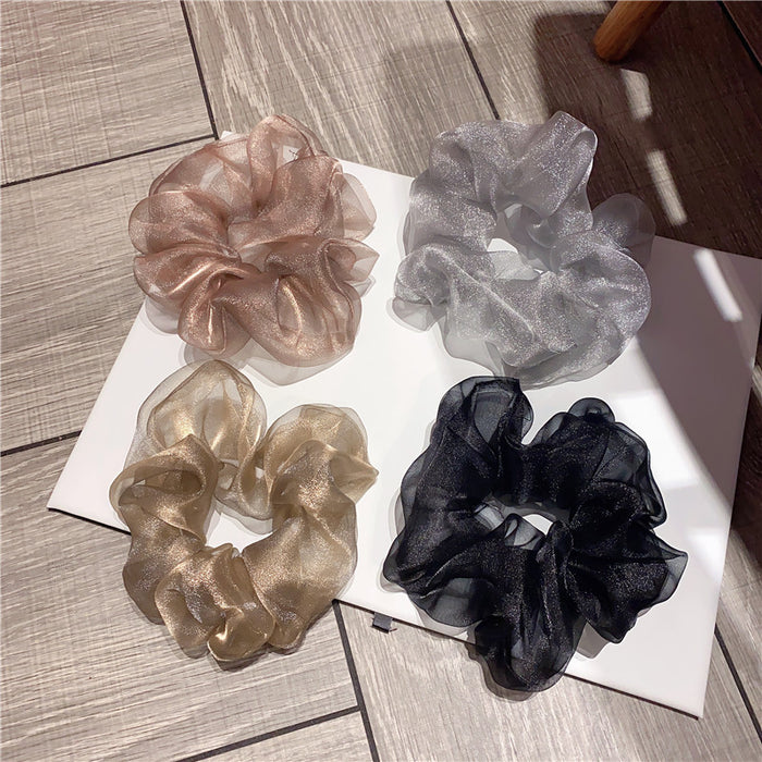 Wholesale Mesh Yarn Pearlescent Transparent Yarn Hair Scrunchies JDC-HS-WTou001