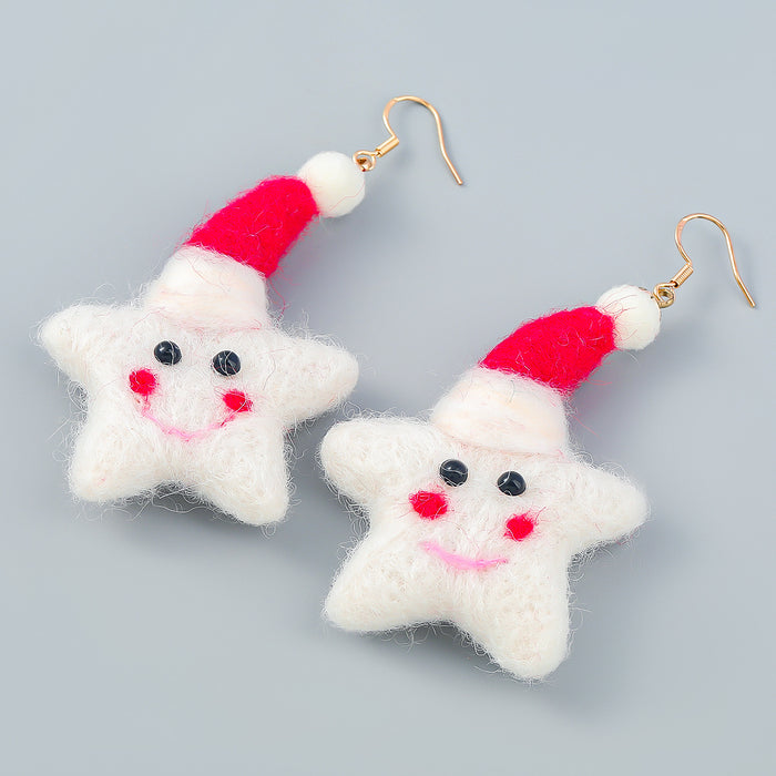 Wholesale Earrings Alloy Christmas Flannel Ball Stars JDC-ES-JL1034